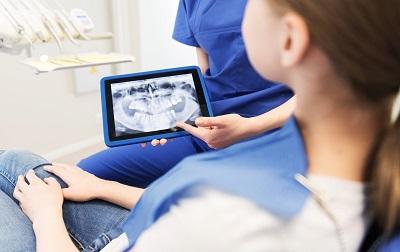 dental x-rays being reviewed with dentist